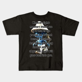 Smurf Cat Meme Nietzsche Quote Abyss Ironic Stupid Funny Kids T-Shirt